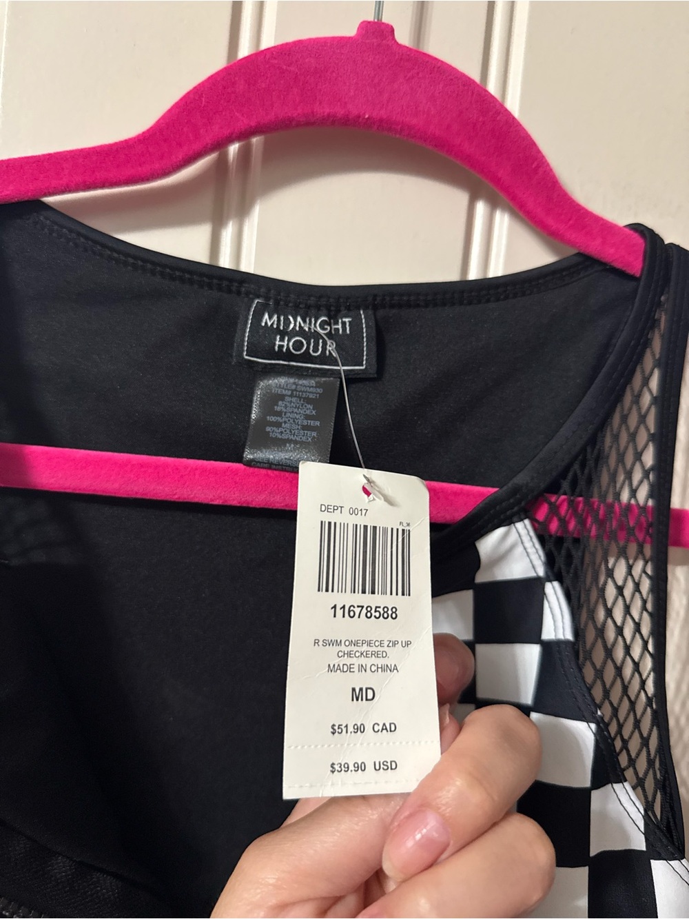 HOT TOPIC 🖤 Black, White Checkered Zip-Front One-Piece Swimsuit (Women’s Medium) - Picture 8 of 13